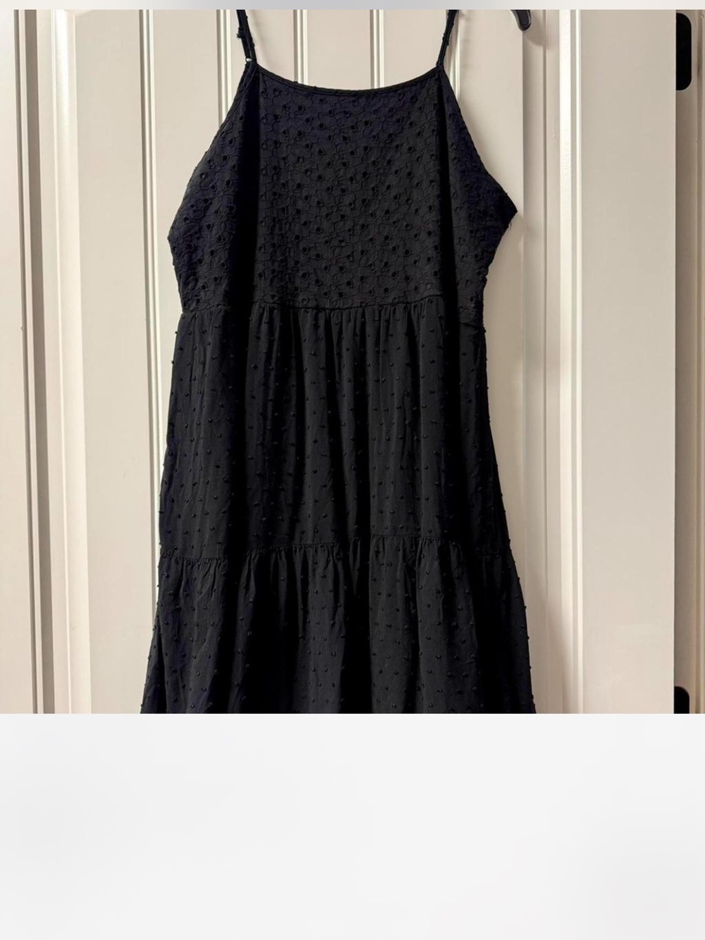 art class Black Tiered Swiss Dot Lace-Hem Dress